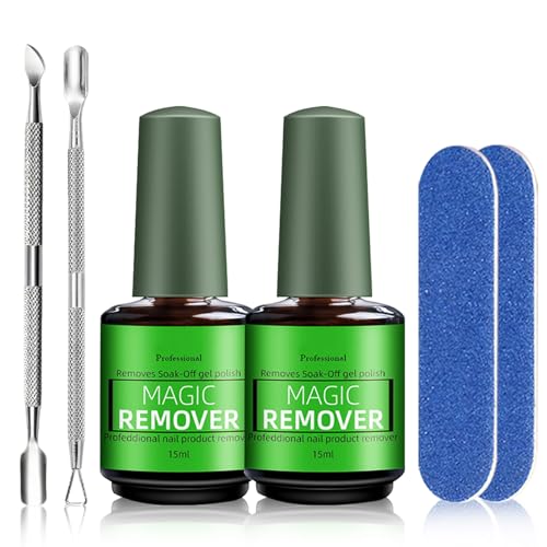 LZXLUKGIR Gel Nail Remover Kit 2PCS Professional Gel Polish Remover with Tools Quickly and Easily Magic Gel Remover for Nails Gentle & Safe removedor de gel para uas - 15ml