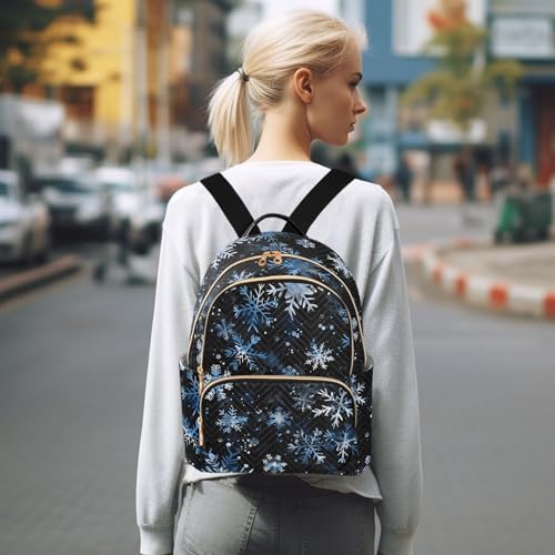 Image of ALAZA Blue Snowflakes Winter Mini Backpack Purse for Women Travel Bag Fashion Daypack Back Pack Shoulder Bag