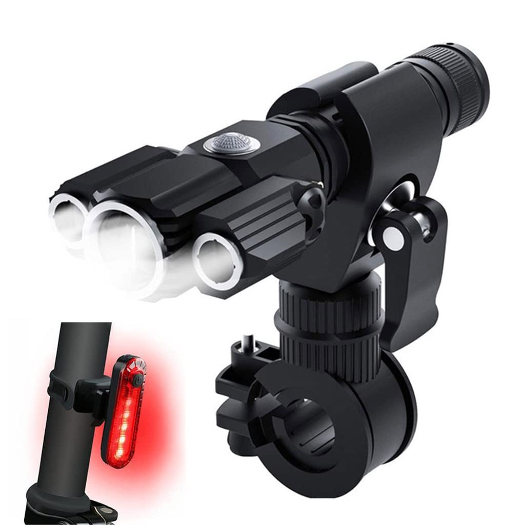 Luci per Bici Davanti e Dietro, USB Ricaricabile Luci per Biciclette con 3 Lampadine, Faro per Bicicletta con 4 modalità di Illuminazione, Fanale Posteriore per Bicicletta Impermeabile, 2 Pezzi