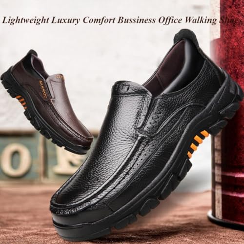 Mens Handmade Genuine Leather Loafers,Dress Oxford Classic Moccasins,Comfy Non Slip Slip On Soft Work Office Dress Shoes2