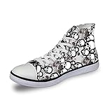  Herren Schuhe Canvas Sneaker Schnürer High Top Turnschuhe Sportschuhe Laufschuhe Freizeitschuhe Totenkopf 45 EU