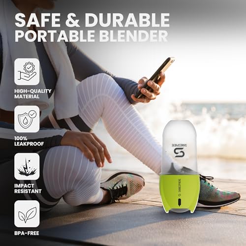 SHAKESPHERE Portable Blender for Shakes and Smoothies – 19oz Electric Personal Blender with Clear Tritan Cup, USB-C Rechargeable, Compact and Powerful for Travel, Gym, and Workout – Fluorescent Yellow by SHAKESPHERE - Image 3