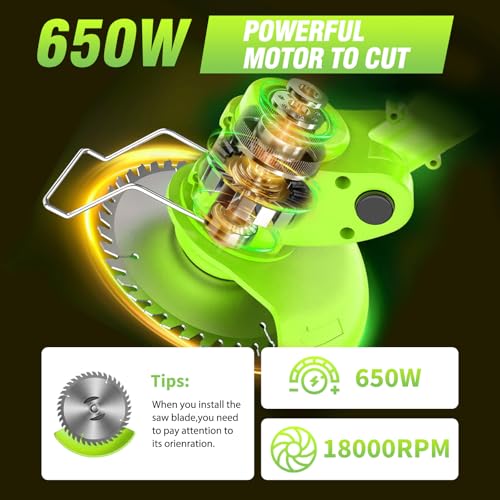 ALSO GO Electric Weed Wacker Grass Trimmer, 3 in 1 Weed Eater Battery Powered, Cordless Trimmer with 2pcs 24V Batteries, Stringless Lightweight Lawn Edger Brush Cutter for Lawn Garden Yard - Thumbnail 3