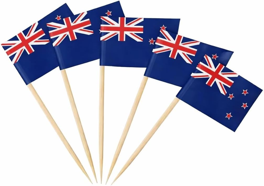AhfuLife 200pcs New Zealand Flag Toothpicks Mini New Zealander Flags Picks