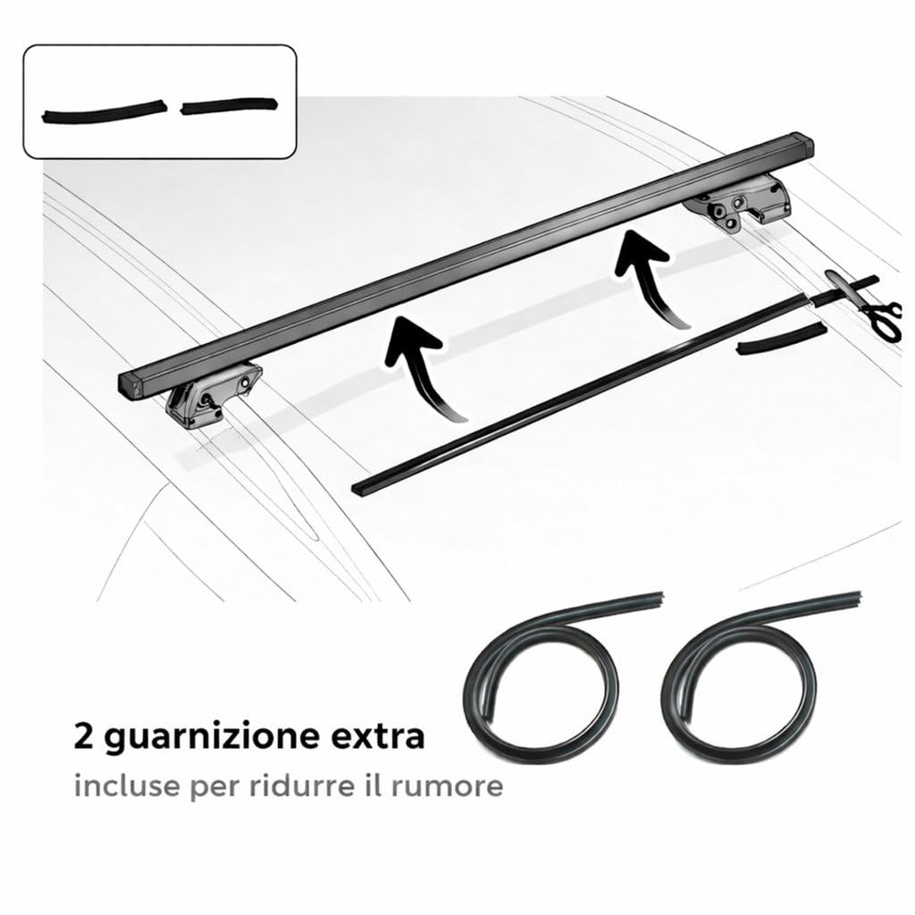GEV Barre Loki 135 cm | Barre Portatutto Auto Universali | Supporto Tetto Regolabile con Montaggio Rapido e Struttura Resistente