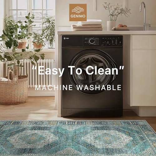 GENIMO 2x10 Non Slip Hallway Runner Rug, Machine Washable, Thin & Low Pile Lightweight for Kitchen, Laundry, Entryway, Bedroom & Living Room