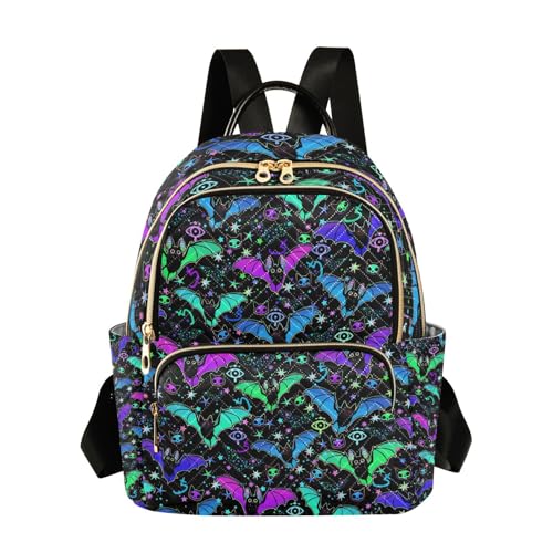 PJGINUIUA Mochila feminina moderna, casual, leve, de viagem, bolsa de ombro, Morcegos psicodélicos, Medium, Mochilas de mochila