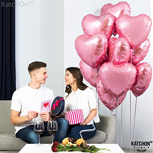 Image of KatchOn, Pink Heart Balloons -18 Inch, Pack of 10 | Heart Shaped Balloons for Pride Decorations, Light Pink Pride Month Decorations | Baby Shower Decorations Birthday Decorations