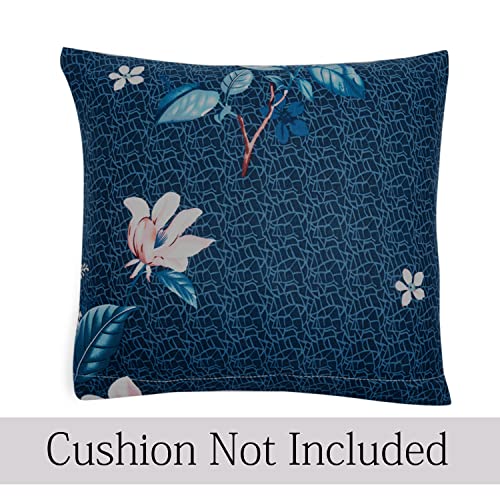Image of HOKIPO Stretchable Cushion Cover 16x16, Pack of 2, Blue Mixed Flowers (AR-4098-D2*2)