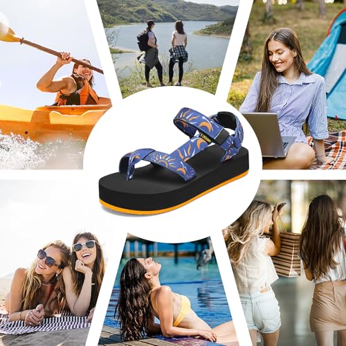 Image of Sport Walking Water Sandals for Women with Arch Support & Adjustable Straps Platform Sandals Women Height Increase