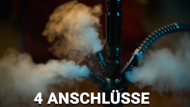 Black Series Shisha 4 Anschlüsse Set (Diffusor, Kopf mit Sieb & Schnellverschluss) - Glas Bowl Alu Shisha 4 Schlauch… – Bild 8
