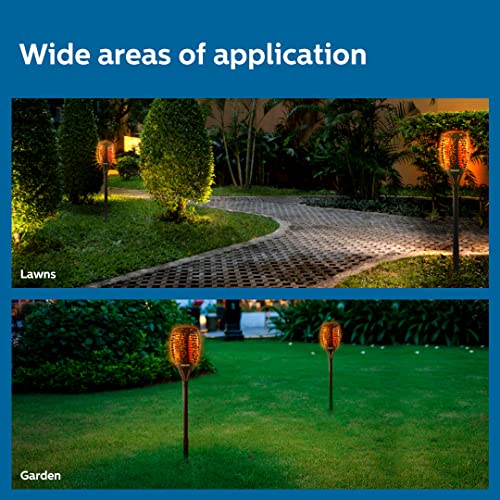 PHILIPS Solar Flame Light | Outdoor Waterproof Mashaal Light | 51 Flickering LED Light for Garden, Pathway & Decoration | Warm White, Pack of 1