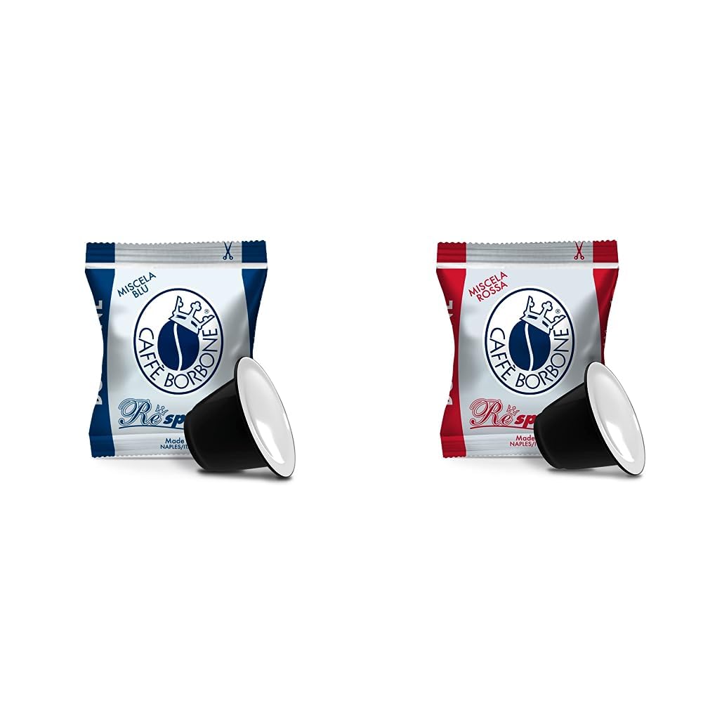 CAFFÈ BORBONE Café Respresso, Mezcla Azul - 100 Cápsulas - Compatibles con las Cafeteras de uso doméstico Nespresso®* & Café Respresso, Mezcla Roja - 100 Cápsulas