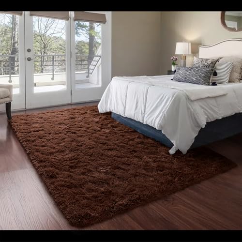 HOMORE Living Room Rug 6x9 Area Rug, Brown Rugs for Living Room Bedroom, Large Fluffy Rugs Super Soft Carpet for Kids Room Classroom Dorm Home