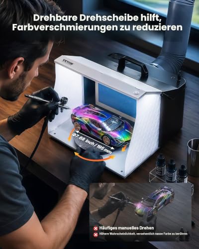 VEVOR Airbrush Spritzkabinen Bausatz 405 x 330 x 355 m, Tragabre Airbrush-Absauganlage, Airbrush Spritzkabine Absauganlage 5,2 m³/min mit Doppelte Lüfter für Airbrush Modellbau, Lackierarbeiten usw.