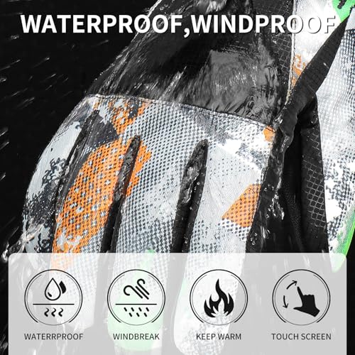 Image of Ski Gloves,Snow Gloves Waterproof Winter Warm Cold Weather Touchscreen Gloves for Parent& Child Kids Skiing,Snowboarding