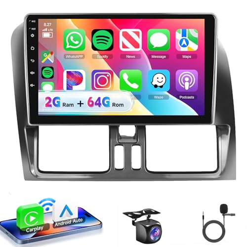 VECHTEL Autoradio 2G+64G Android 15 pour Volvo XC60 2008-2013, 9 Pouces HD 2.5D Écran Tactile avec Carplay Android Auto sans Fil GPS Wi-FI USB Bluetooth FM...