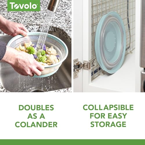 Image of Tovolo Microwave Splatter Cover for Food Medium Blue Haze Dishwasher Safe, Collapsible Reusable Cover for Food in Microwave Uses BPA Free Safe Silicone,10 inch Vented Microwave Cover