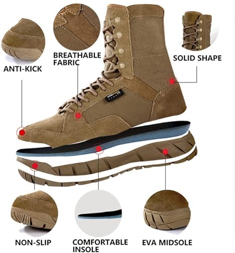 Men's 8 inch Tactical Boots Outdoor Casual Lightweight Coyote Military Boots for Hiking Work Combat3