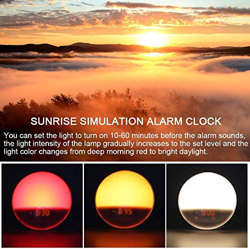 Wake Up Light Sunrise Alarm Clock, LBell Clock Radio, 7 Colored Night Light, Sunrise Simulation & Sleep Aid, Dual Alarm with FM, 7 Natural Sounds and Snooze for Kids Adults Bedrooms