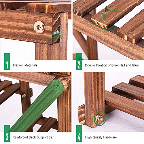 Ufine Multi-Tier Wood Plant Stand Indoor Outdoor Ladder Plant Display Shelf 6 Tier Plant Storage Rack Organizer For Patio Garden Balcony Living Room #TOP5