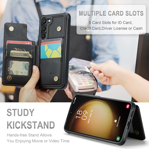 Vinich for Samsung Galaxy S23 Plus Wallet Case with Card Holder, RFID Blocking Credit Slots Kickstand Shockproof Phone Cover Fit for Galaxy S23 Plus 6.6" Black by Vinich - Image 7