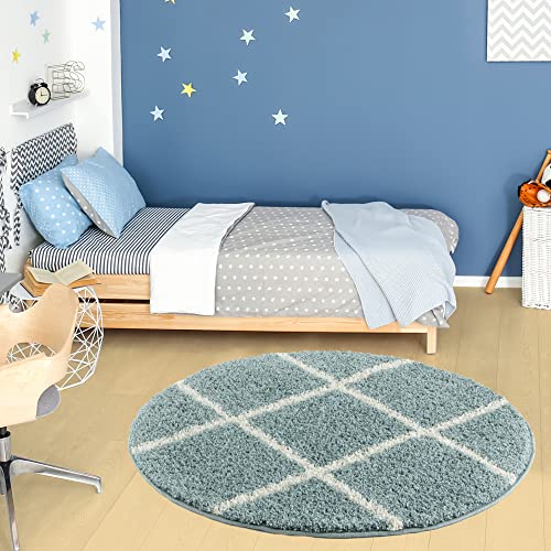 THE RUGS Shaggy Rug, Modern Moroccan Design Rugs for Living Room Bedroom, Hallway, 3 cm Thick Area Rugs - Image 2