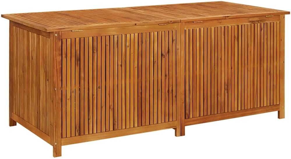 Outdoor Storage Box Solid Acacia Wood Patio Storage Chest 68.9 x 31.5 x 29.5 in with Waterproof Bag for Toy Storage Deck Box Delivery Boxes for Outside