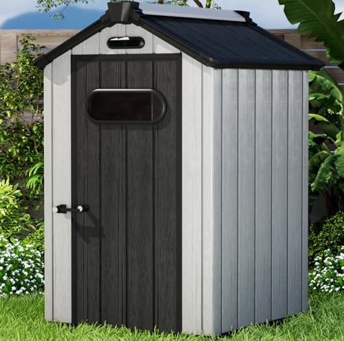 Aoxun 3.8X 4.0FT Resin Outdoor Storage Shed, Kit-Perfect to Store Garden Tools, Bike Accessories, Beach Chairs, Patio Furniture and Lawn Mower, Grey Aoxun 3.8X 4.0FT Resin Outdoor Storage Shed, Kit-Perfect to Store Garden Tools, Bike Accessories, Beach Chairs, Patio Furniture and Lawn Mower, Grey