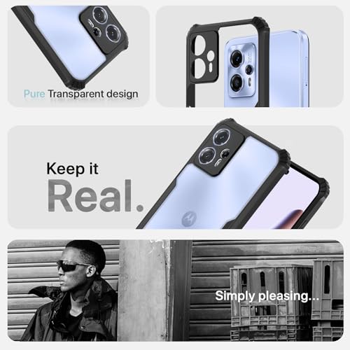 Image of Pikkme Moto G23 Back Cover | Crystal Clear Transparent Back | Ultra Hyrbid | Full Camera Protection | Raised Edge | Bumper Back Case (Black)