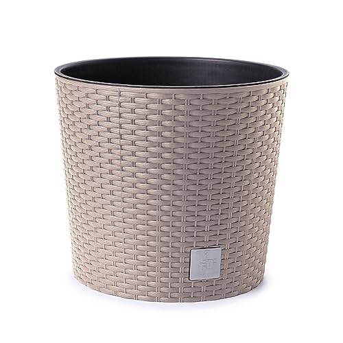 Happy Flower MultiProject Blumentopf Pflanzkübel inkl. Einsatz rund Rattan-Optik 4 Größen 4 Farben Übertöpfe (300, Beige)
