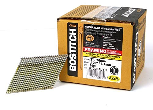 51X1U9EnwwL. SL500 BOSTITCH Framing Nails, 28 Degree, Wire Weld, Galvanized, 3-Inch x .120-Inch, 2000-Pack (S10DGAL-FH)