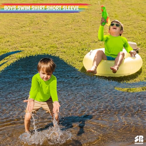 Boys Swim Shirts Rash Guard Long Sleeve Sun Protection UPF50+ Rashguard Fishing Surf Quick Dry Cool Beach Shirtfor Youth Kids Light Green Size 12-144
