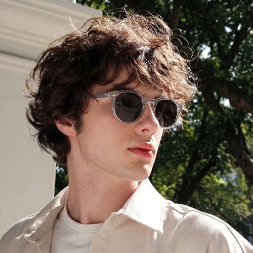 Image of CARFIA Acetate Polarized Sunglasses for Men Retro Classic Round Shades