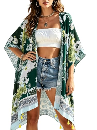 Image of Spicy Sandia Women's Oversized Boho Kimonos Lightweight Summer Cardigans | Cover ups for Beach Pool Swimwear, Vacation Outfits, Resort Wear, Country Concert Outfits, Hippie Clothes