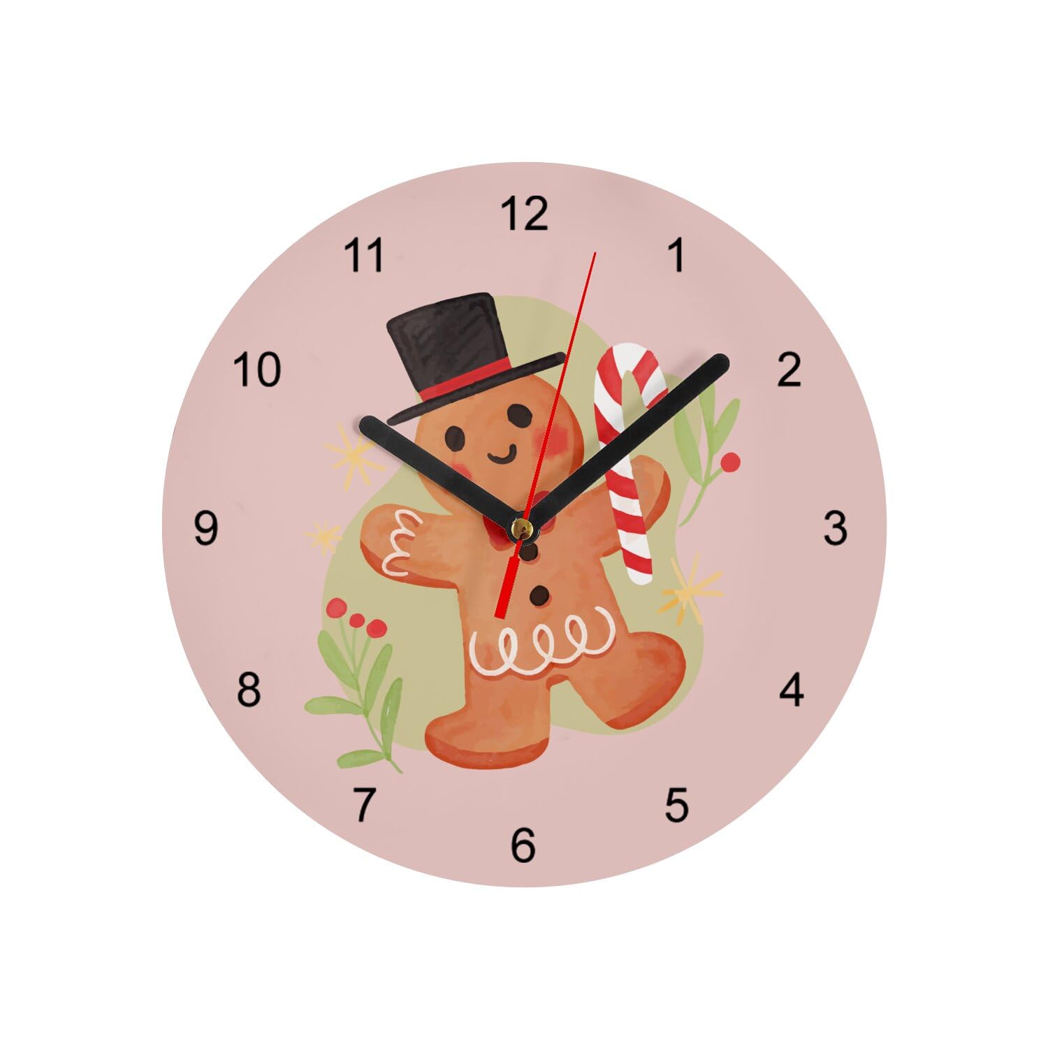 Horloge murale magique de Noël en verre rose pour décorer la cuisine