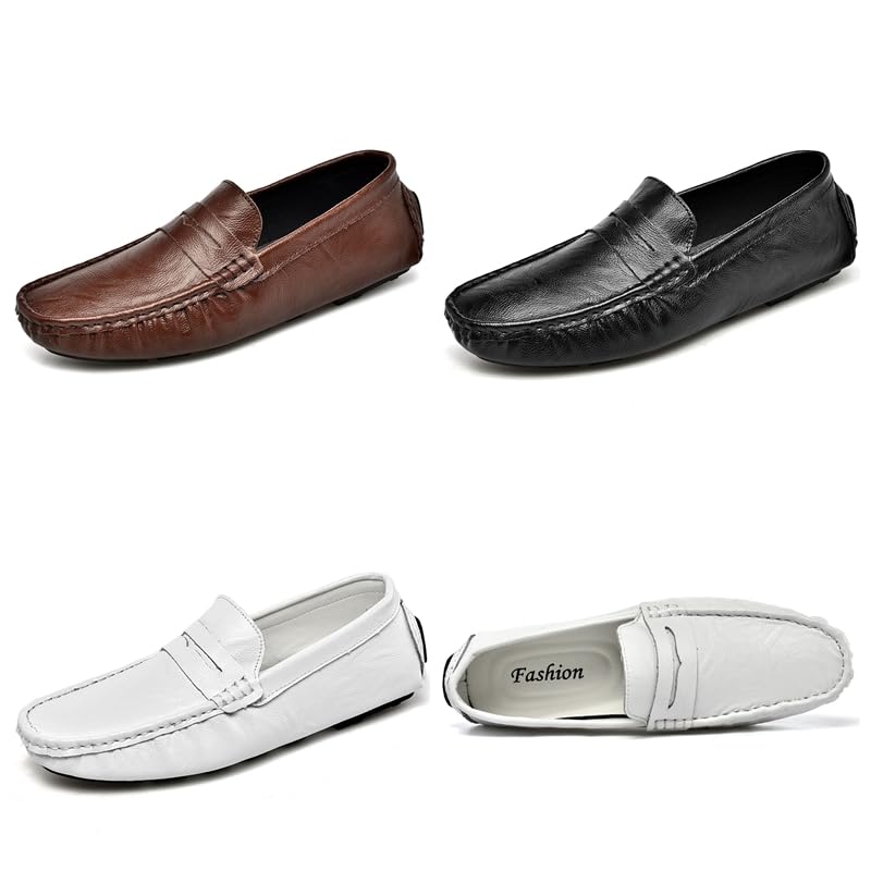 Men's Casual Leather Slip On Flats Loafers Dress Penny Shoes Moccasins Driving Boat Shoes Smoking Slipper2