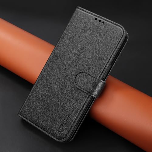 UITUIM Handyhülle für Xiaomi Redmi 15C 5G/4G Klapphülle Leder Hülle mit 2 Glas Schutzfolie Flip Case Cover Klappbar Tasche Kartenfach Schutzhülle Handytasche für Redmi 15C 5G/4G,Schwarz
