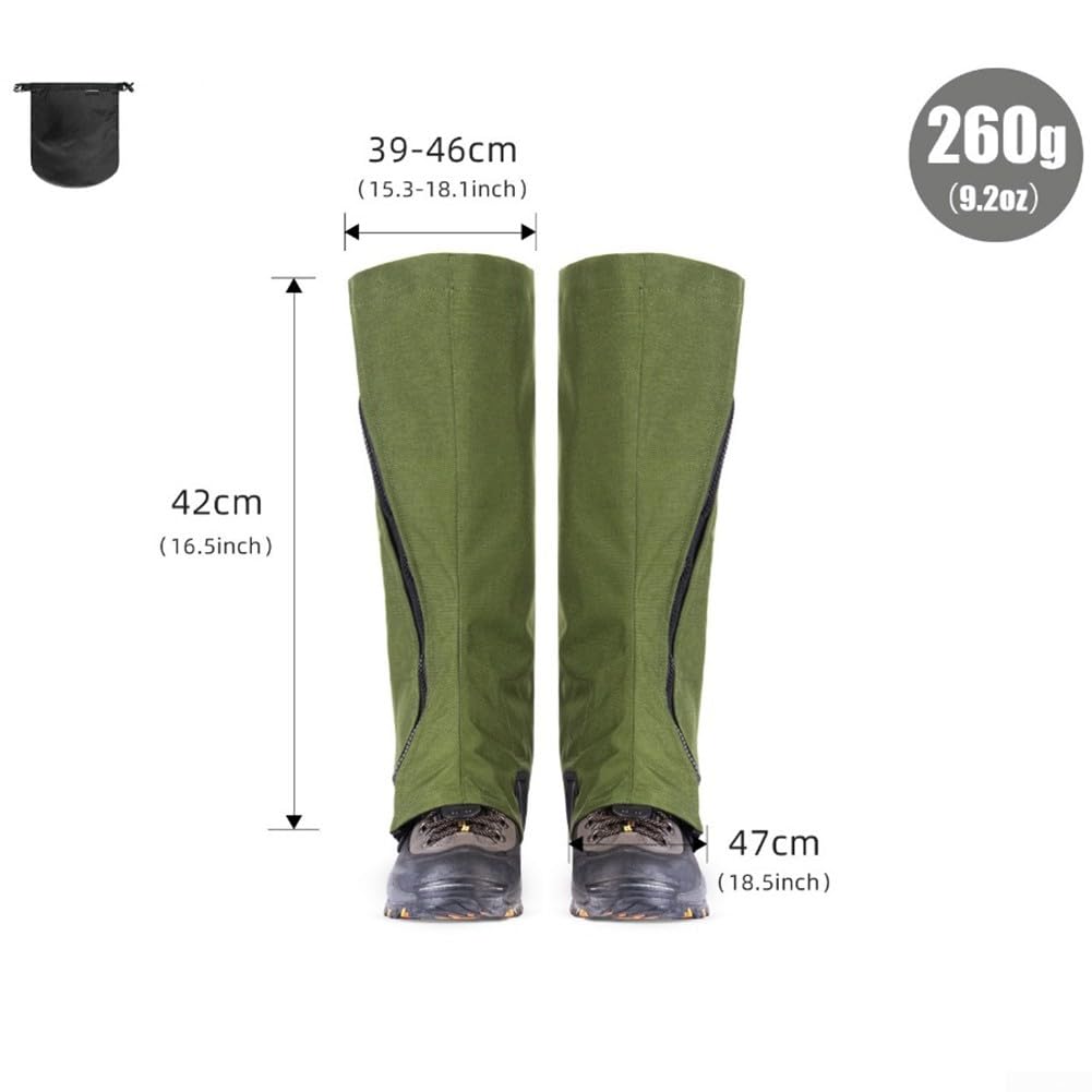 DAZZLEEX Guêtres de randonnée légères 500D pour hommes et femmes, imperméables et coupe-vent, avec fermeture éclair inversée, pour l'escalade, la marche, la neige, marron, taille S/M (L/XL)
