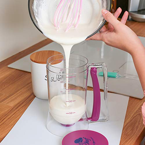 Pancake Cupcake Batter Dispenser Tool - Great for Cupcakes Muffins Creeps Cakes & Belgian Waffles Plastic Cups With Measuring Label Best Baking Accessories Chuzy Chef