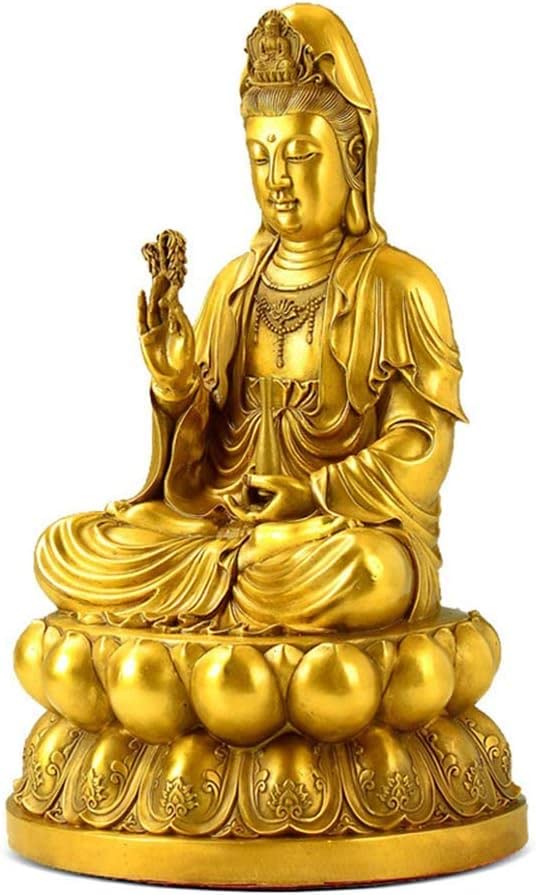 Amazon.co.jp: 彫刻の装飾品 棚の真鍮の装飾品 観音菩薩像 風水装飾