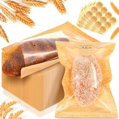 Outus 240 Pcs Cookie Packaging Bags with Seal, 5.1 x 7.5 Inch, Brown