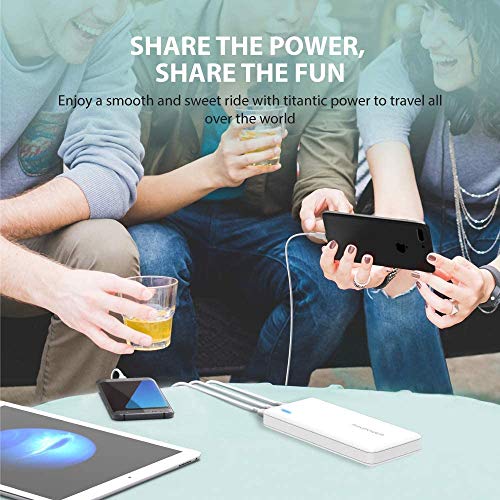 Portable Charger RAVPower 26800mAh Power Bank Battery Pack Tri-Output External Battery Pack Cell Phone Charger Compatible with iPhone 12 Mini Pro Max 11 SE iPad Pro Samsung Galaxy S20 (White), RP-PB41