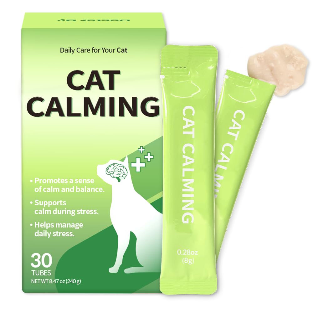 Doctor By Cat Calming Stress and Anxiety Relief Supplement Anti Stress Relaxant Sedative overgrooming with Lactium, L-Tryptophan 30 lickable Formula Individually Packaged, Chicken (1 Pack)