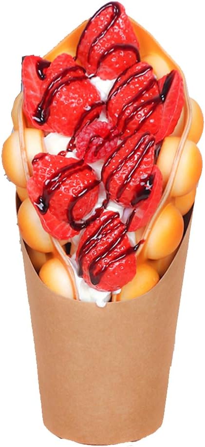 Fake Food Display Simulation Egg Waffle Ice Cream Model Artificial Bubble Waffle Model for Cake Shop Kitchen Display Decoration (2)