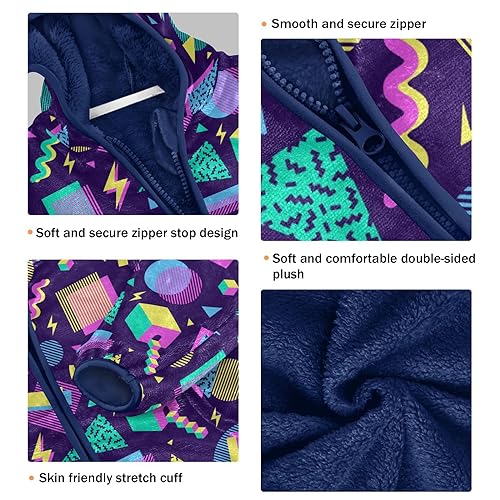 Retro 80s 90s Memphis Boys Fleece Hoody Jacket Zip Up Coat Warm Fall Winter Plush Jacket Long Sleeve Outerwear3