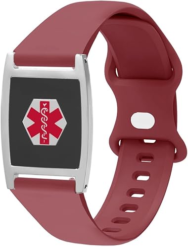 Miniatura 2 de Pulsera personalizada de identificación de alerta médica de nácar, pulseras de alerta médica de oro rosa para mujeres, pulsera deportiva de silicona