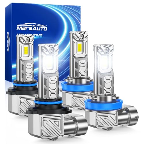 Image of Marsauto M1C 9005 H11 60000LM Fanless LED Bulbs, IP68 - 4 Pack | 1:1 mini no adapter, plug & play, fits Ford Chevy Honda Toyota, IP68 waterproof, 5-min install