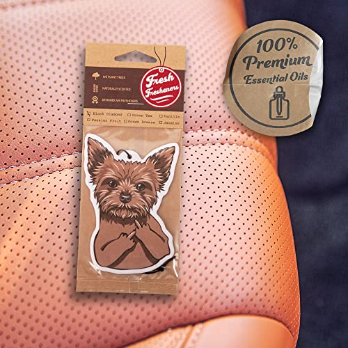 Image of Dog Car Air Freshener Yorkie 4 Pack Scented With Premium Oils By Fresh Fresheners