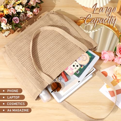 Image of hatisan Crochet Bag for Women, Handmade Knit Beach Tote Bag Summer